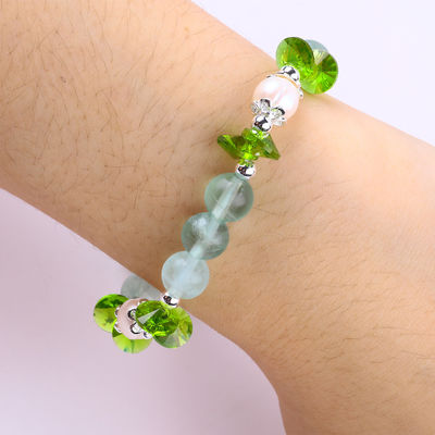 8mm halfschmuck fluoriet met paarse melodie gesneden stretch armband cadeau