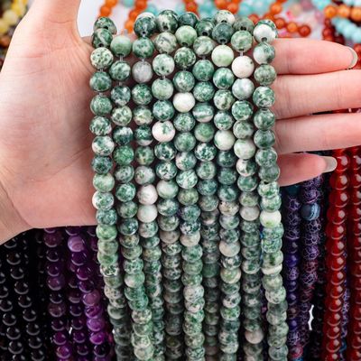 Blauw gevlekte ronde kralen natuurkristallen edelsteen losse kralen strengen voor zelfstandig sieraden maken