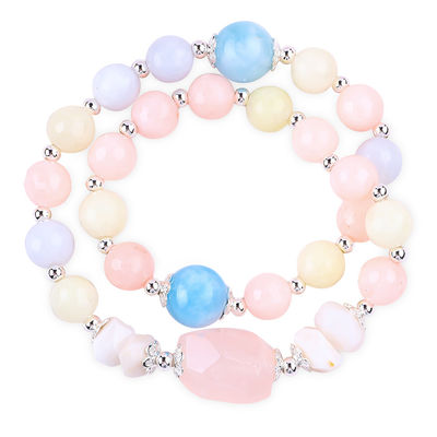 Morganite handgemaakte doe-het-zelf dubbele laag natuurlijk kristal veelzijdig ronde kralen armband voor cadeau