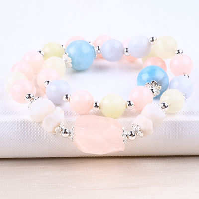 Morganite handgemaakte doe-het-zelf dubbele laag natuurlijk kristal veelzijdig ronde kralen armband voor cadeau