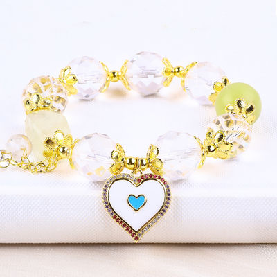 Natuurlijke witte kristal enkel cirkel elastische 14 mm veelzijdige ronde kralen armband voor meditatie