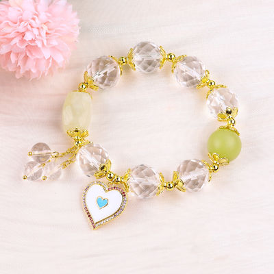 Natuurlijke witte kristal enkel cirkel elastische 14 mm veelzijdige ronde kralen armband voor meditatie