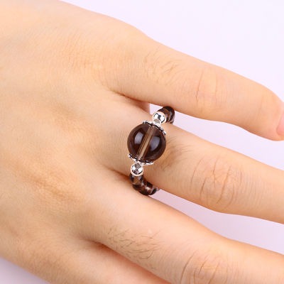 Handgemaakte edelsteen ring met kralen verstelbare thee-kleurige citroen stenen ring voor feest dagelijks dragen