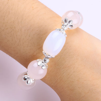 Halve edelsteen Genezende energie Witte agaat met helder groot hart Armband voor dagelijks dragen