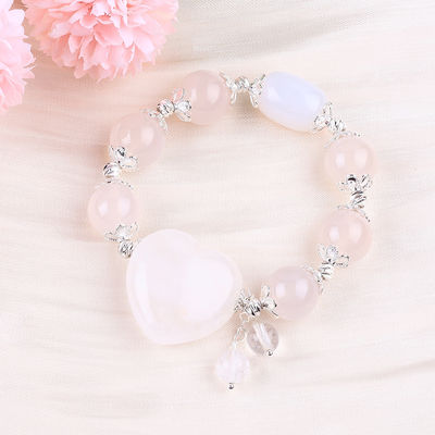 Halve edelsteen Genezende energie Witte agaat met helder groot hart Armband voor dagelijks dragen