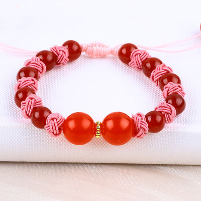 8mm Groene tijgeroog en Rood Kalcedonium Verstelbaar gebreide touw Healing Balance Perlen Armband