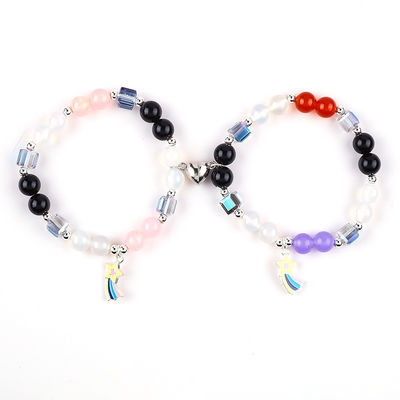 8mm Meerdere kleuren Natuurkristallen Vriendschap Juwelen Afstand Armband Harten Magneten Armband Voor Geschenk