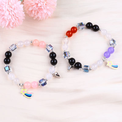 8mm Meerdere kleuren Natuurkristallen Vriendschap Juwelen Afstand Armband Harten Magneten Armband Voor Geschenk