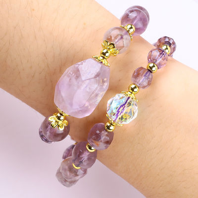 Dubbele laag Purple Azeztulite 12mm 14mm Perlen Armband OEM ODM