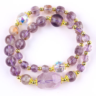 Dubbele laag Purple Azeztulite 12mm 14mm Perlen Armband OEM ODM