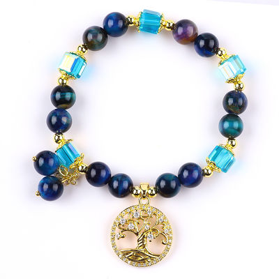 Healing Natural Crystal 8mm Rainbow Tiger Eye Tree Of Life Perlen Armband Voor Dagelijks Gebruik