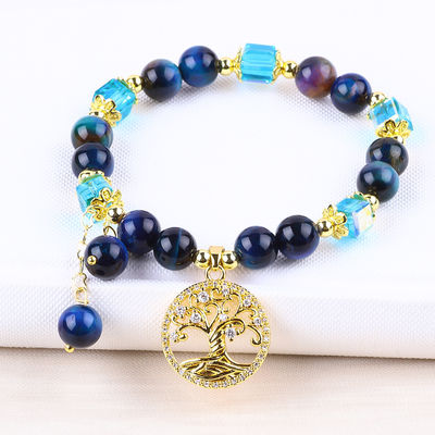 Healing Natural Crystal 8mm Rainbow Tiger Eye Tree Of Life Perlen Armband Voor Dagelijks Gebruik