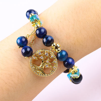 Healing Natural Crystal 8mm Rainbow Tiger Eye Tree Of Life Perlen Armband Voor Dagelijks Gebruik