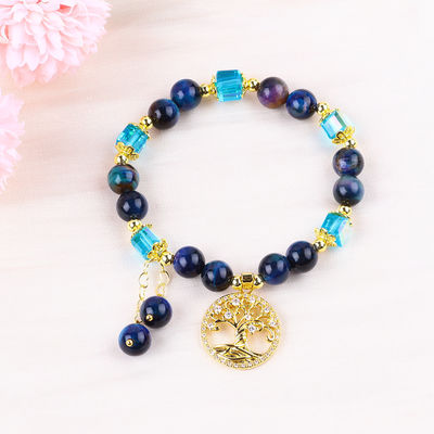 Healing Natural Crystal 8mm Rainbow Tiger Eye Tree Of Life Perlen Armband Voor Dagelijks Gebruik