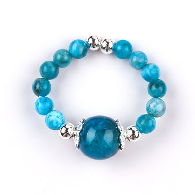 4mm handgemaakte edelsteen ring met kralen verstelbare blauwe Apatit stenen ring voor feest dagelijks dragen