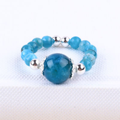 4mm handgemaakte edelsteen ring met kralen verstelbare blauwe Apatit stenen ring voor feest dagelijks dragen