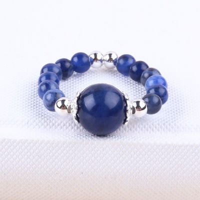 4mm handgemaakte edelsteen ring met kralen verstelbare elastische Sodalite steen ring voor feest dagelijks dragen