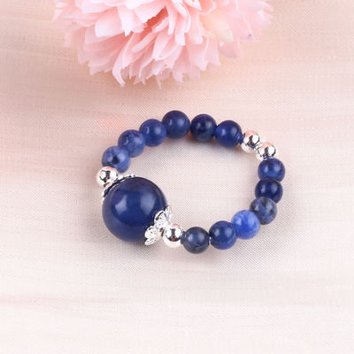 4mm handgemaakte edelsteen ring met kralen verstelbare elastische Sodalite steen ring voor feest dagelijks dragen