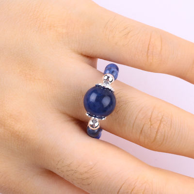 4mm handgemaakte edelsteen ring met kralen verstelbare elastische Sodalite steen ring voor feest dagelijks dragen