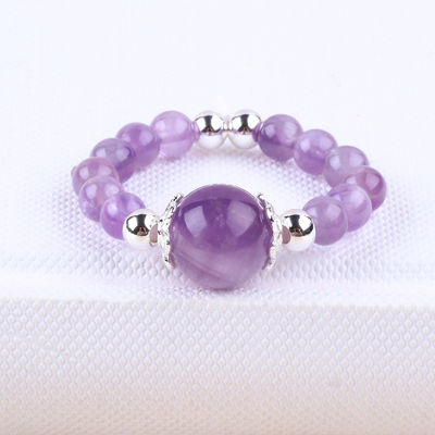 4mm handgemaakte edelsteen ring met kralen verstelbare elastische amethist steen ring voor feest dagelijks dragen