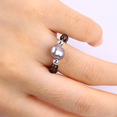 4mm handgemaakte edelsteen kraal ring verstelbare elastische thee kleur citroen steen ring met schil voor feest dagelijks dragen
