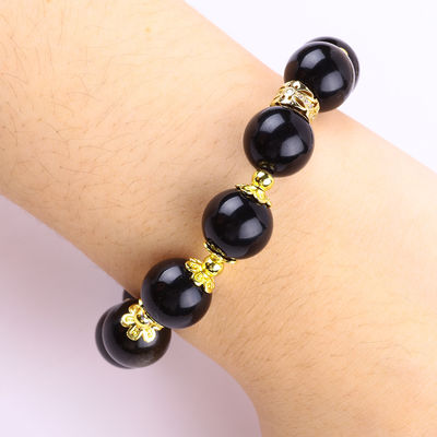 Halve edelsteen gouden obsidiaan met zilveren obsidiaan vlinder ronde vorm kraal armband