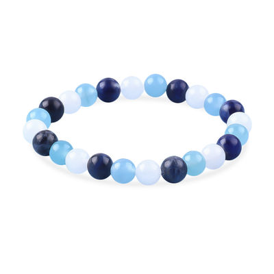 Duidelijk kwarts / Sodalite / Blauwe Chalcedonie 8mm Positieve Energie Kristal Perlen Armband