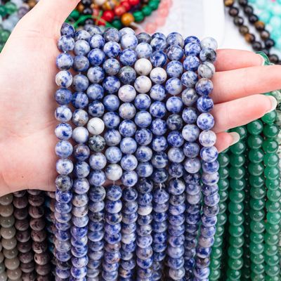 Geestelijke natuurlijke blauwe puntsteen 8 mm ronde losse kraal voor handgemaakte sieraden en sleutelhanger