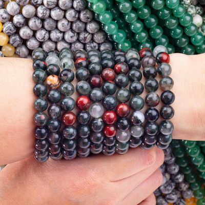 8mm Afrikaanse Bloedsteen Edelsteen Healing Kristalsteen Perlen Voor Juwelen maken