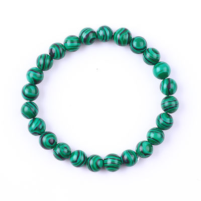 Elastische natuurlijke groene malachiet Anti-angst Healing Perlen Armband