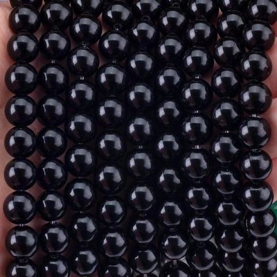 Natuurlijke kristal zwarte obsidiaan 8 mm ronde losse edelsteen kraal voor zelfstandig sieraden maken