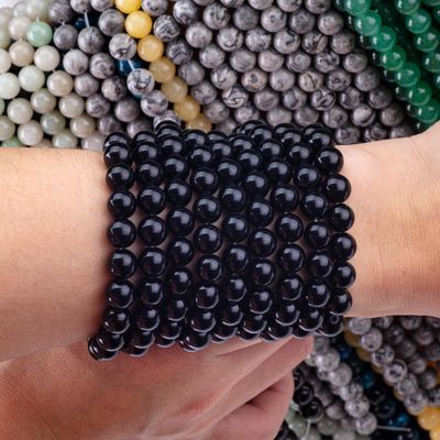 Natuurlijke kristal zwarte obsidiaan 8 mm ronde losse edelsteen kraal voor zelfstandig sieraden maken