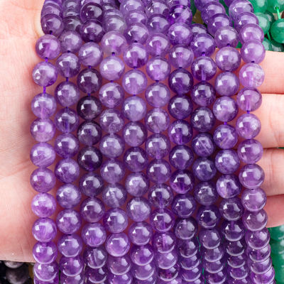 Ronde halfedel lila steen 6 mm amethist edelsteen kralen