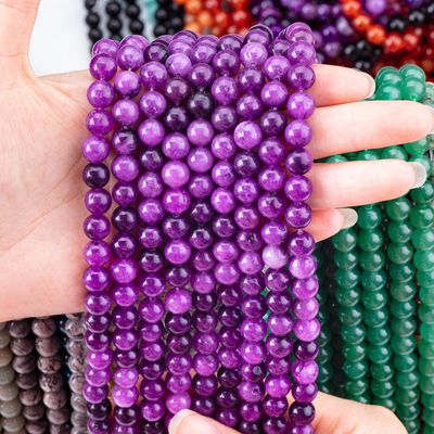 8mm donkere violette jade edelsteen kralen helende kristalsteen kralen voor sieraden maken