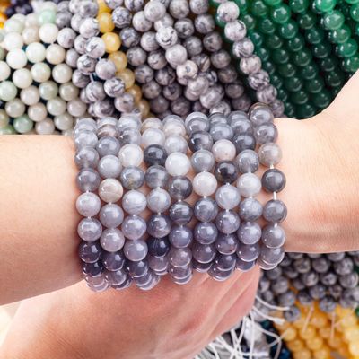 Grijzige bewolkte kwarts losse kralen strengen halfedelsteen natuurlijk kristal edelsteen voor zelfstandig sieraden maken