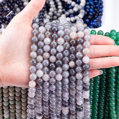 Grijzige bewolkte kwarts losse kralen strengen halfedelsteen natuurlijk kristal edelsteen voor zelfstandig sieraden maken