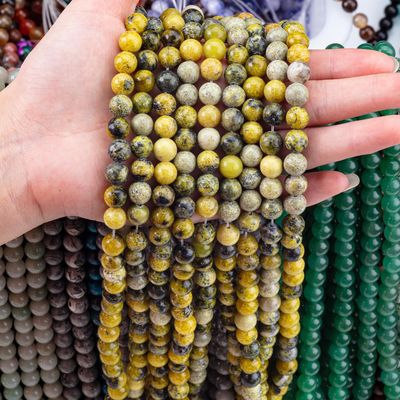 Edelsteen gepolijst 6 mm 8 mm gele hoolietkralen voor ambachtelijk maken