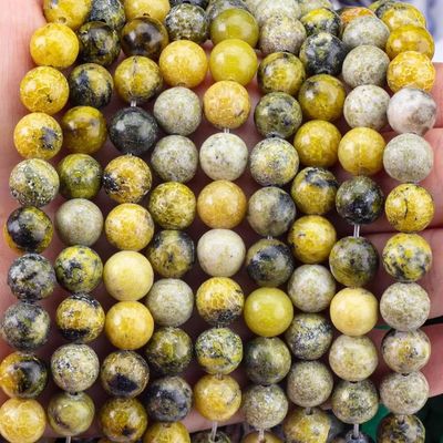 Edelsteen gepolijst 6 mm 8 mm gele hoolietkralen voor ambachtelijk maken