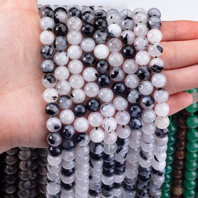 Zwarte gerutileerde kwarts halfedelsteen natuurlijke kristal edelsteen voor het maken van sieraden