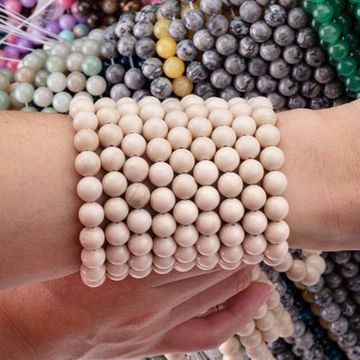 Gepolijste witte fossiel rivier jaspis ronde natuursteen losse kralen voor sieraden maken
