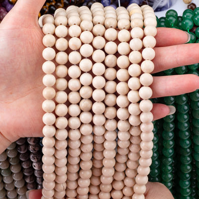 Gepolijste witte fossiel rivier jaspis ronde natuursteen losse kralen voor sieraden maken