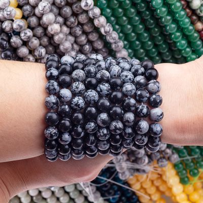 8mm Zwarte sneeuwvlok Obsidian Edelsteen Perlen Healing Crystal Stone Perlen Voor Juwelen maken