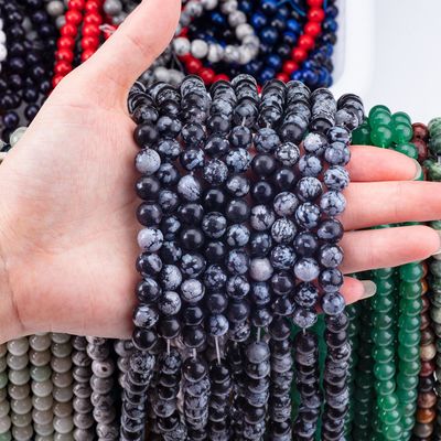 8mm Zwarte sneeuwvlok Obsidian Edelsteen Perlen Healing Crystal Stone Perlen Voor Juwelen maken