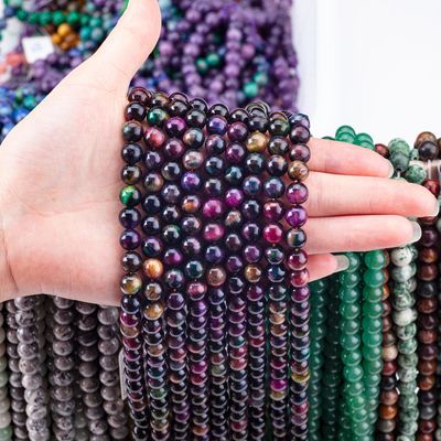 Natuurlijke kristal edelsteen regenboog tijger oog losse kralen strengen half edelsteen voor zelfstandig sieraden maken