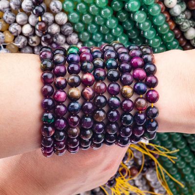 Natuurlijke kristal edelsteen regenboog tijger oog losse kralen strengen half edelsteen voor zelfstandig sieraden maken
