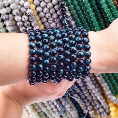 Natuurlijke kristal edelsteen Ink Blauwe tijger oog losse kralen strengen Semi edelsteen voor DIY sieraden maken