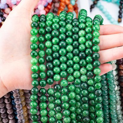 Natuurlijke kristal donkere groene jadeïet 8 mm ronde losse kralen edelsteen kralen voor het maken van juwelen