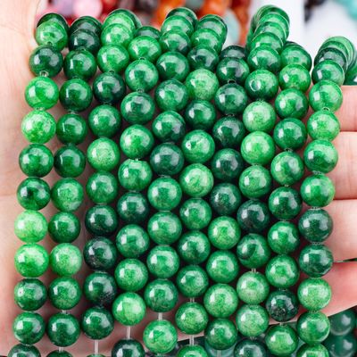 Natuurlijke kristal donkere groene jadeïet 8 mm ronde losse kralen edelsteen kralen voor het maken van juwelen