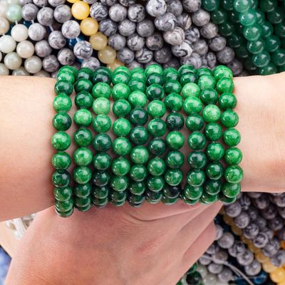 Natuurlijke kristal donkere groene jadeïet 8 mm ronde losse kralen edelsteen kralen voor het maken van juwelen