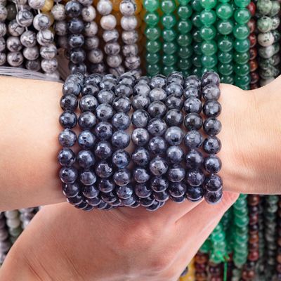 Natuurlijke kristal edelsteen zwart labradorite losse kralen strengen halfedelsteen voor zelfstandig sieraden maken